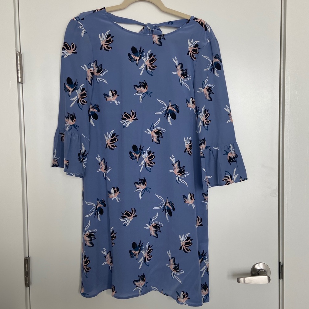 Amour Vert Lina Blue Cuba Floral Silk Dress Sz XS